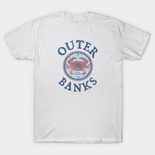 Outer Banks (OBX), North Carolina, with Atlantic Blue Crab on Wind Rose T-Shirt